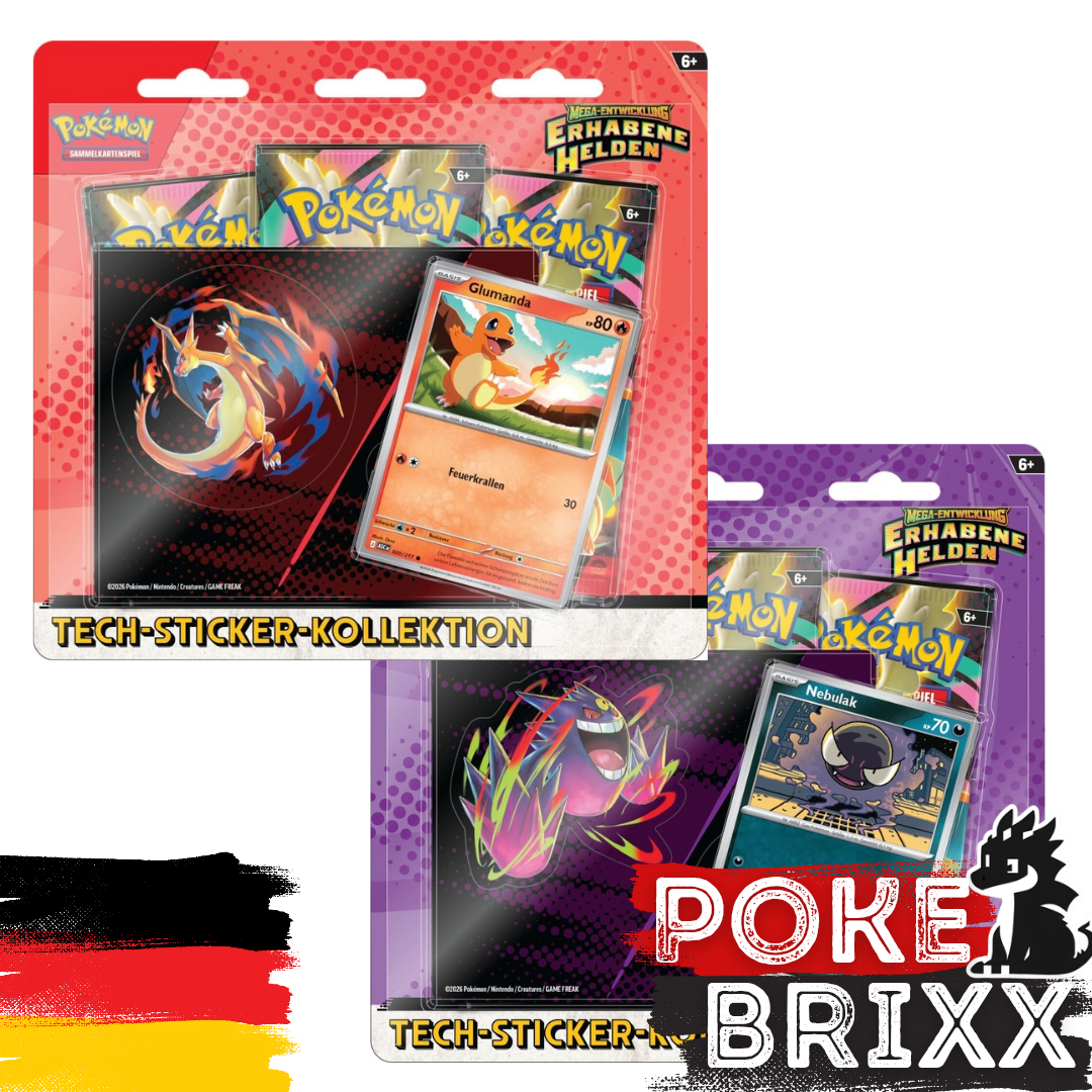 Pokémon Mega-Entwicklung Erhabene Helden - Tech Sticker 2er Set - Deutsch