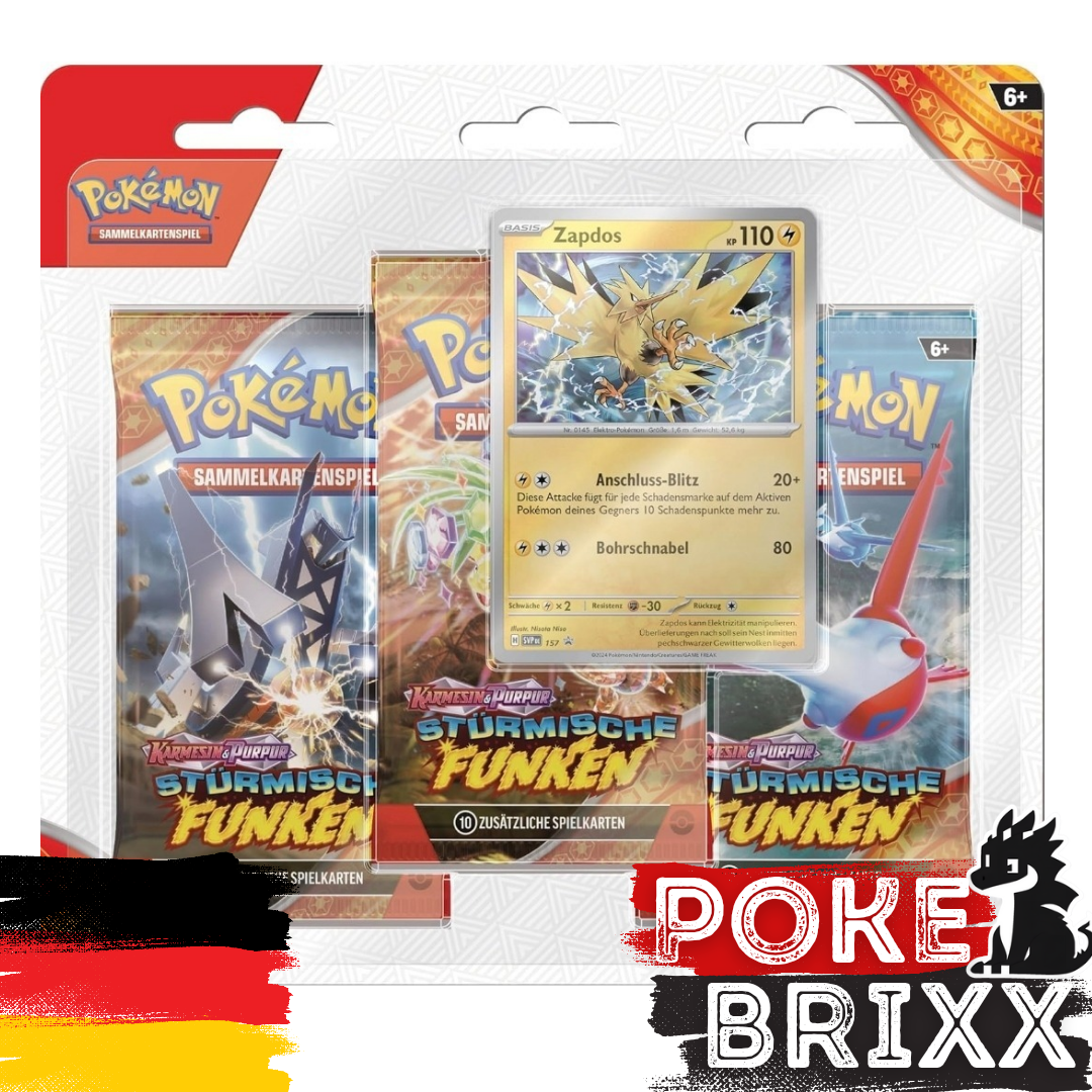 Pokémon SV 8 Stürmische Funken - 3er Blister Deutsch